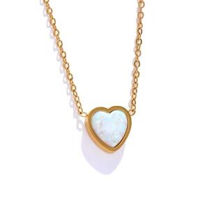 Sara Sotti Gold Heart Natural Australian Stone Opal Pendant Necklace
